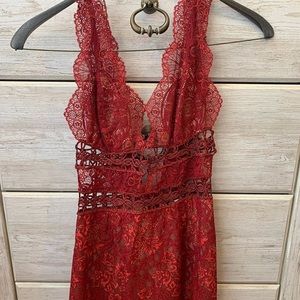 For love and lemons lace red dress